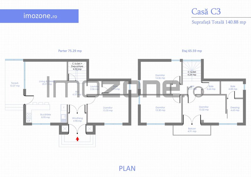 Otopeni, zona Ferme, vila P+1, 5 camere,  4 dormitoare, 3 bai, comision 0%